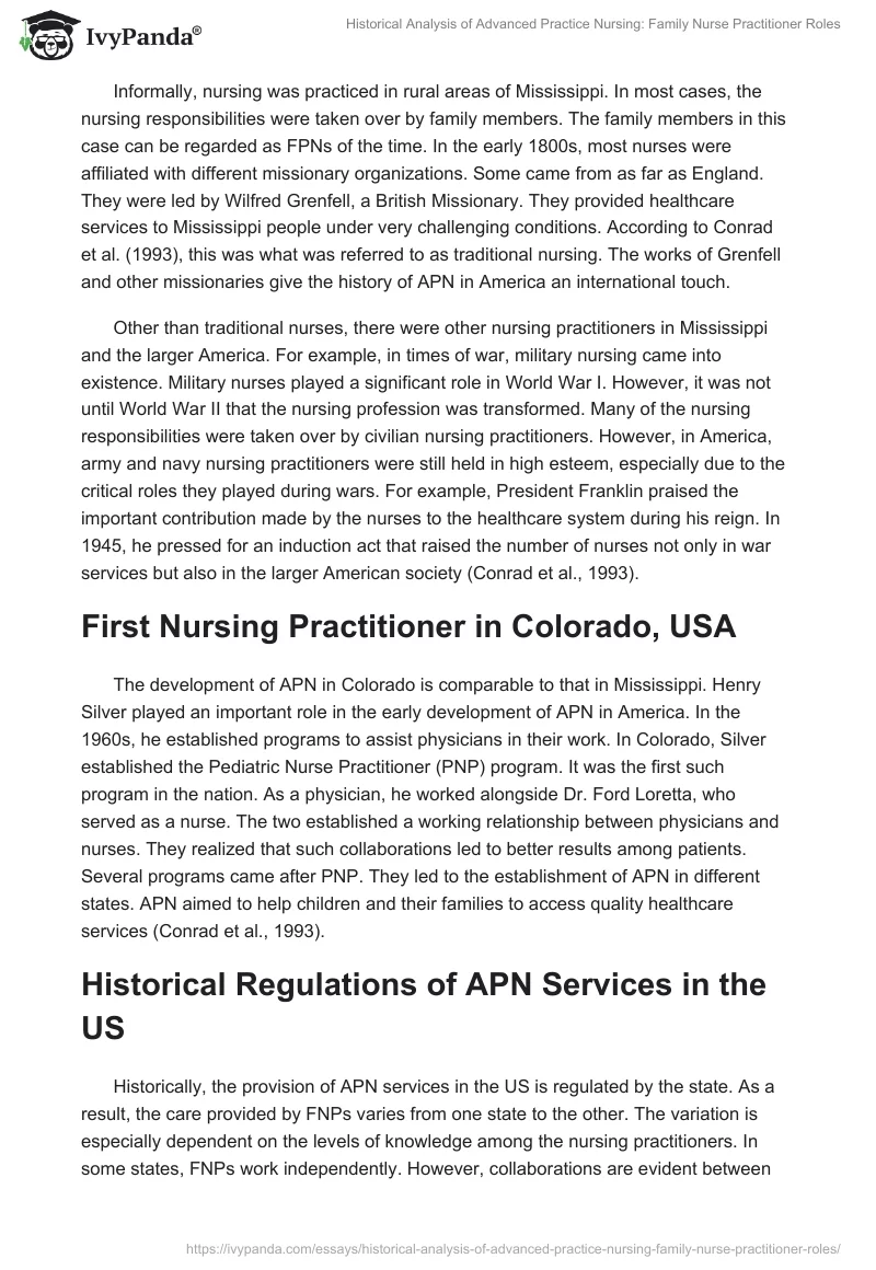 Historical Analysis of Advanced Practice Nursing: Family Nurse Practitioner Roles. Page 2
