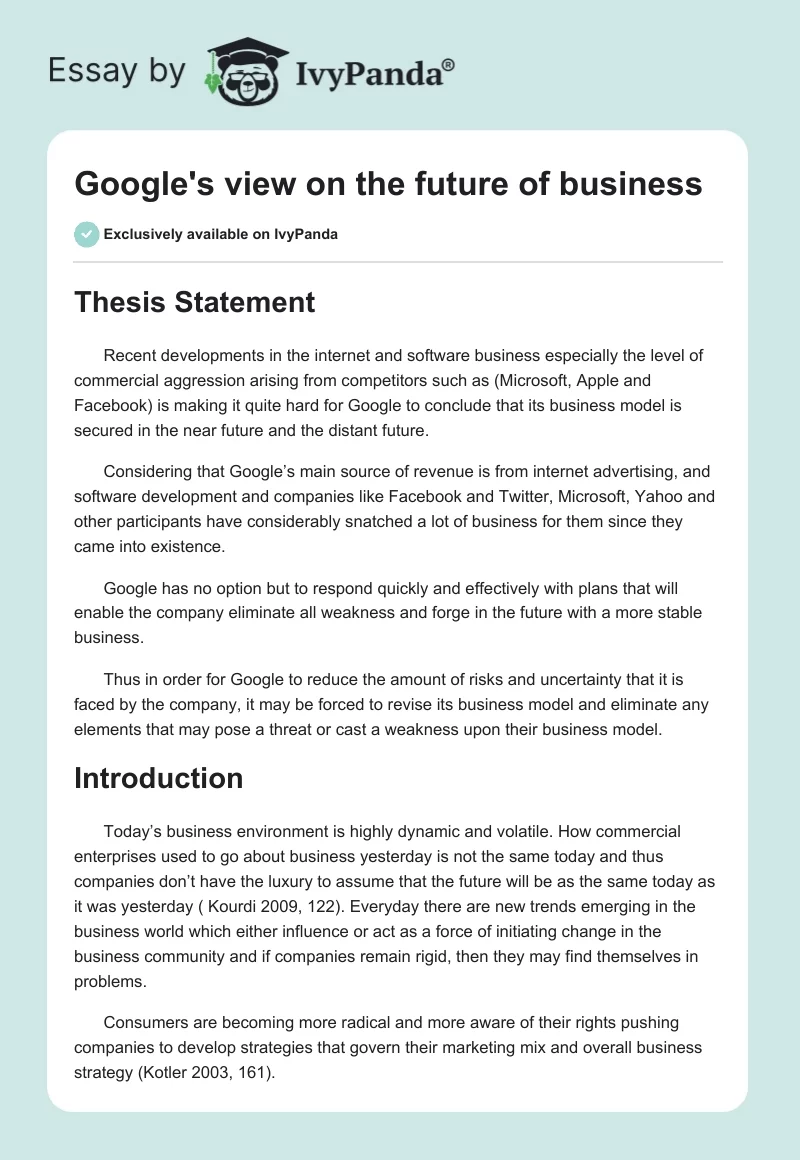 Google's view on the future of business. Page 1