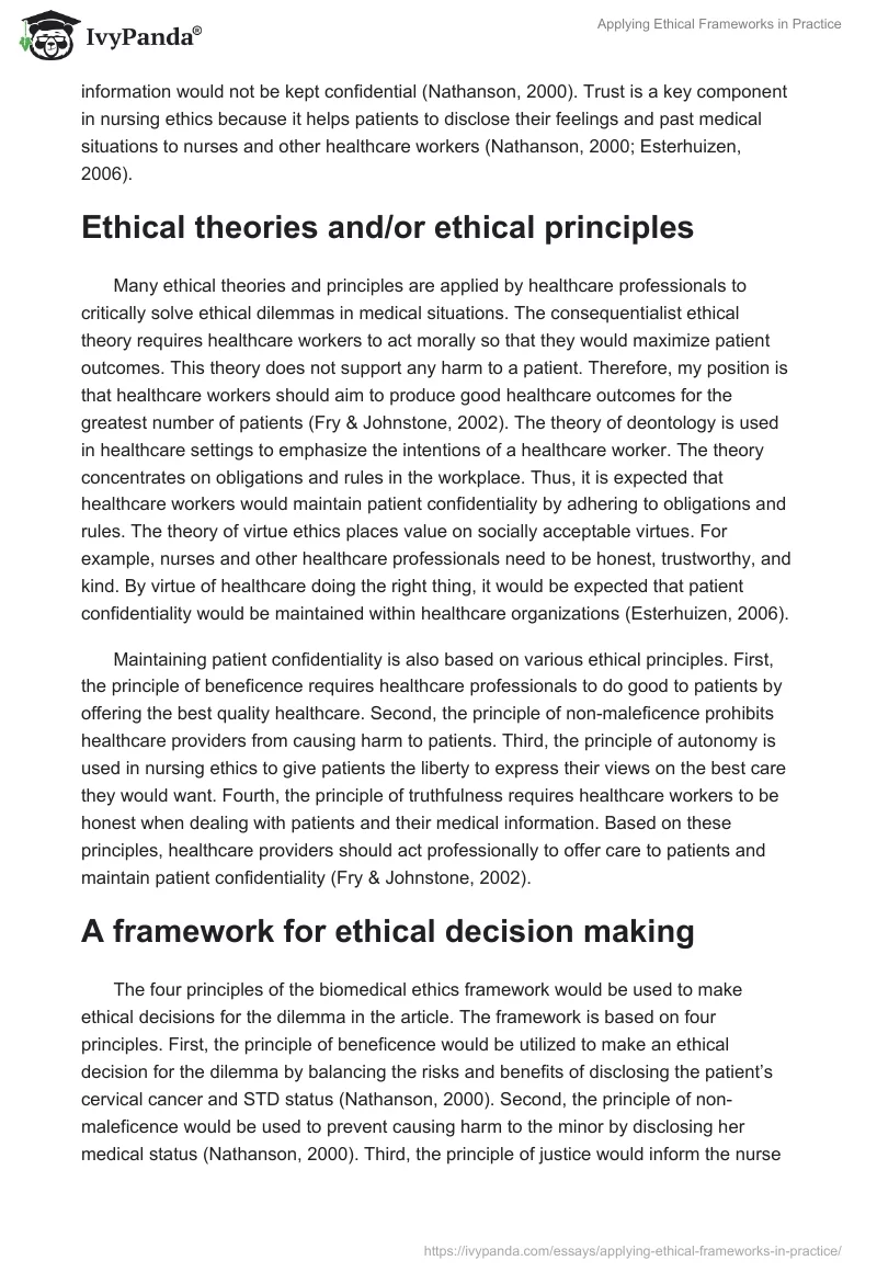Applying Ethical Frameworks in Practice. Page 2
