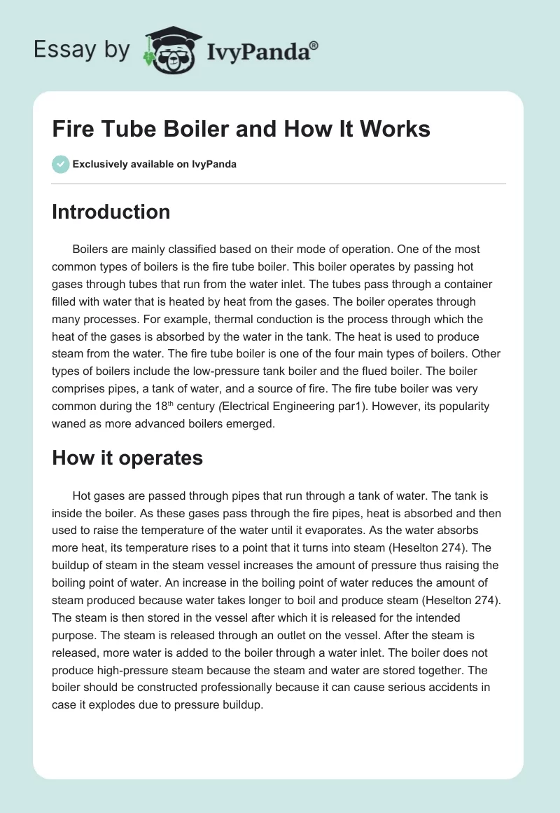 Fire Tube Boiler and How It Works. Page 1