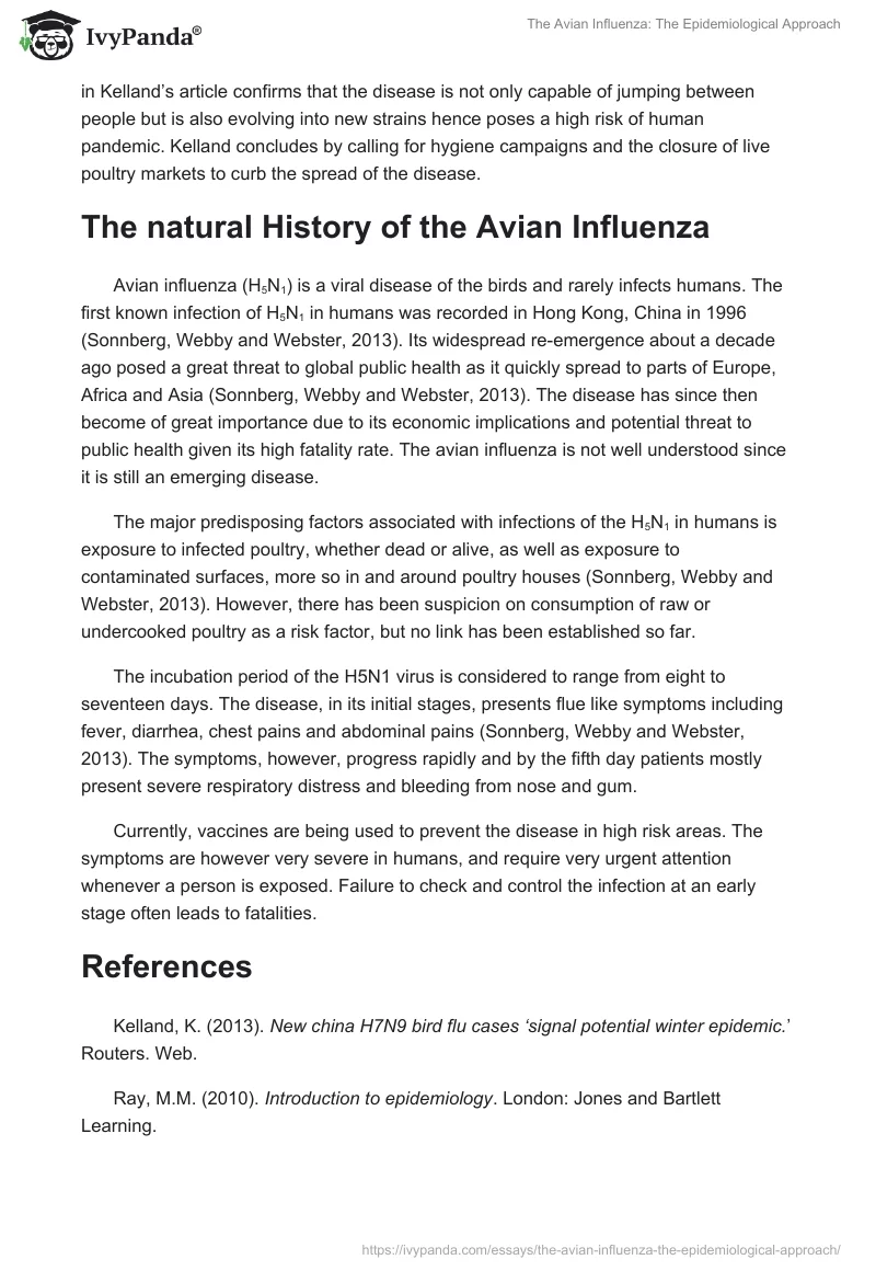 The Avian Influenza: The Epidemiological Approach. Page 2