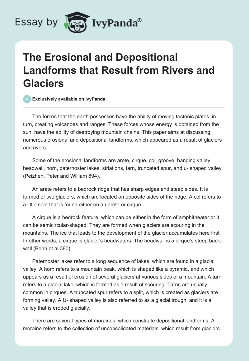 The Erosional and Depositional Landforms that Result from Rivers and Glaciers. Page 1
