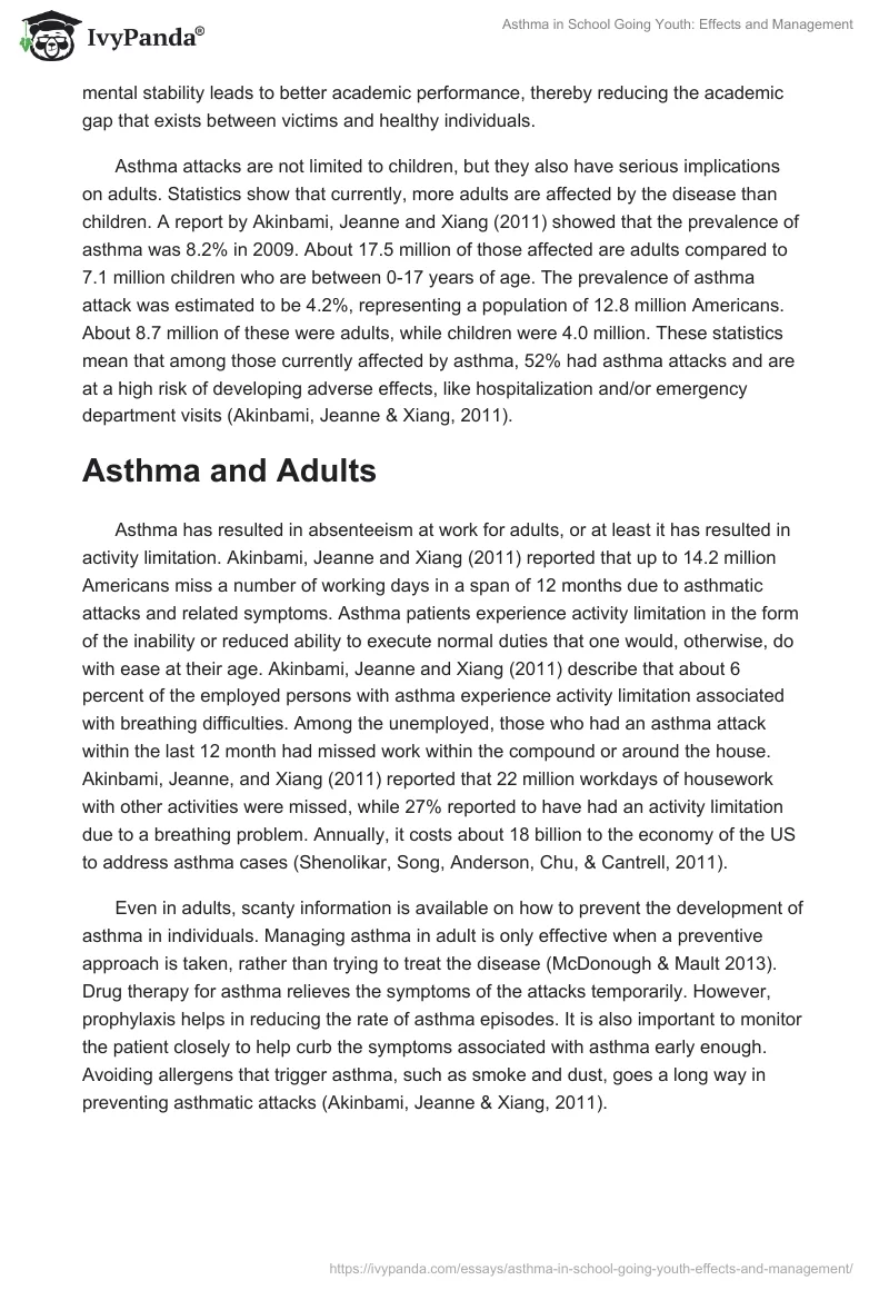 Asthma in School Going Youth: Effects and Management. Page 3