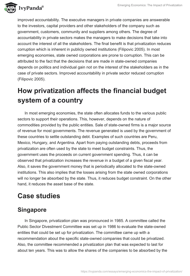 Emerging Economics: The Impact of Privatization. Page 2