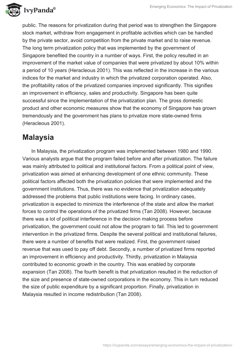 Emerging Economics: The Impact of Privatization. Page 3