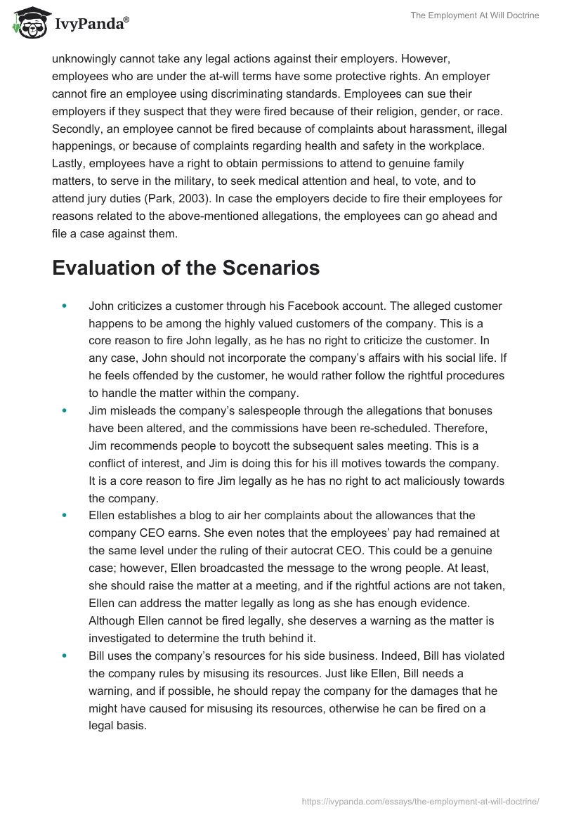 The Employment At Will Doctrine. Page 2