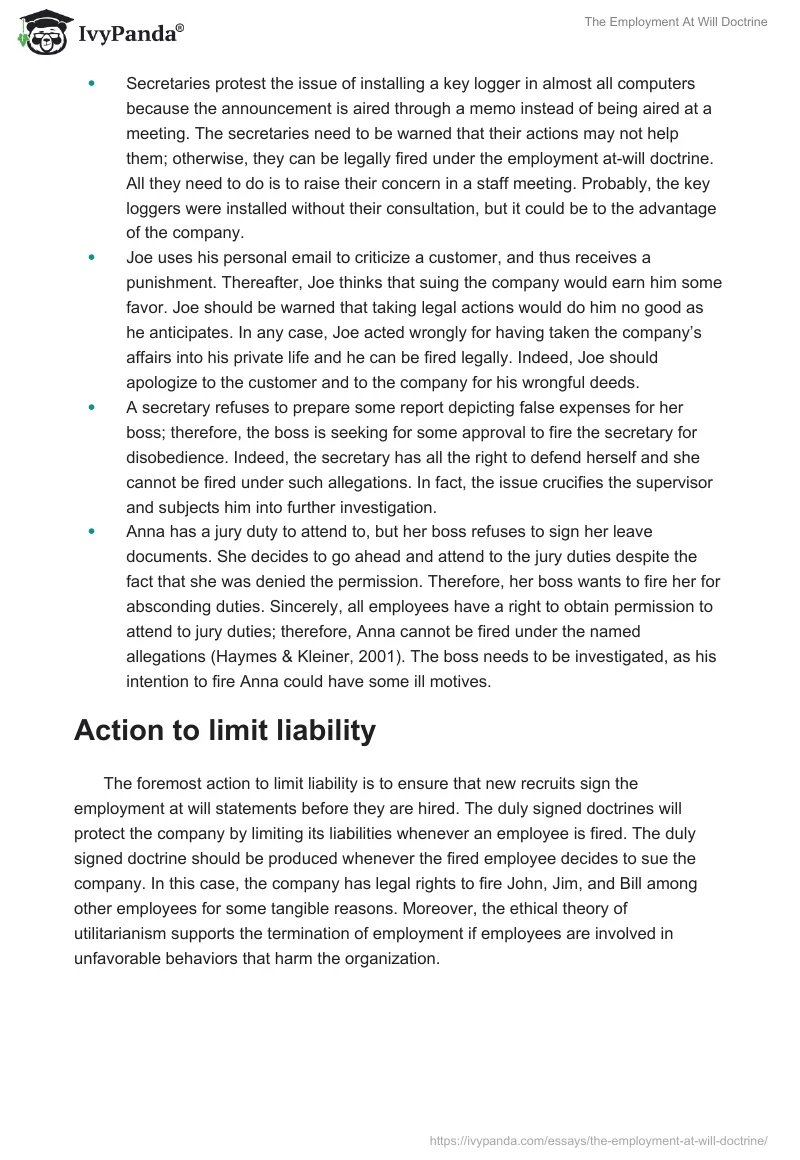 The Employment At Will Doctrine. Page 3