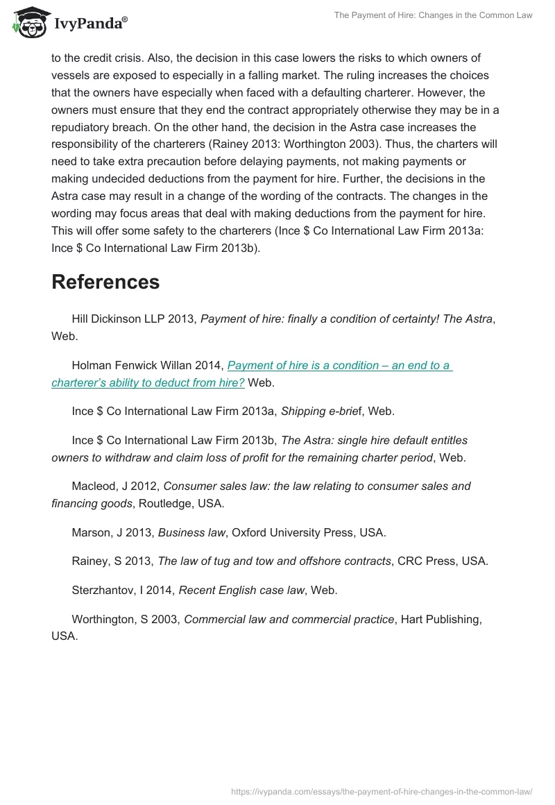 The Payment of Hire: Changes in the Common Law. Page 2