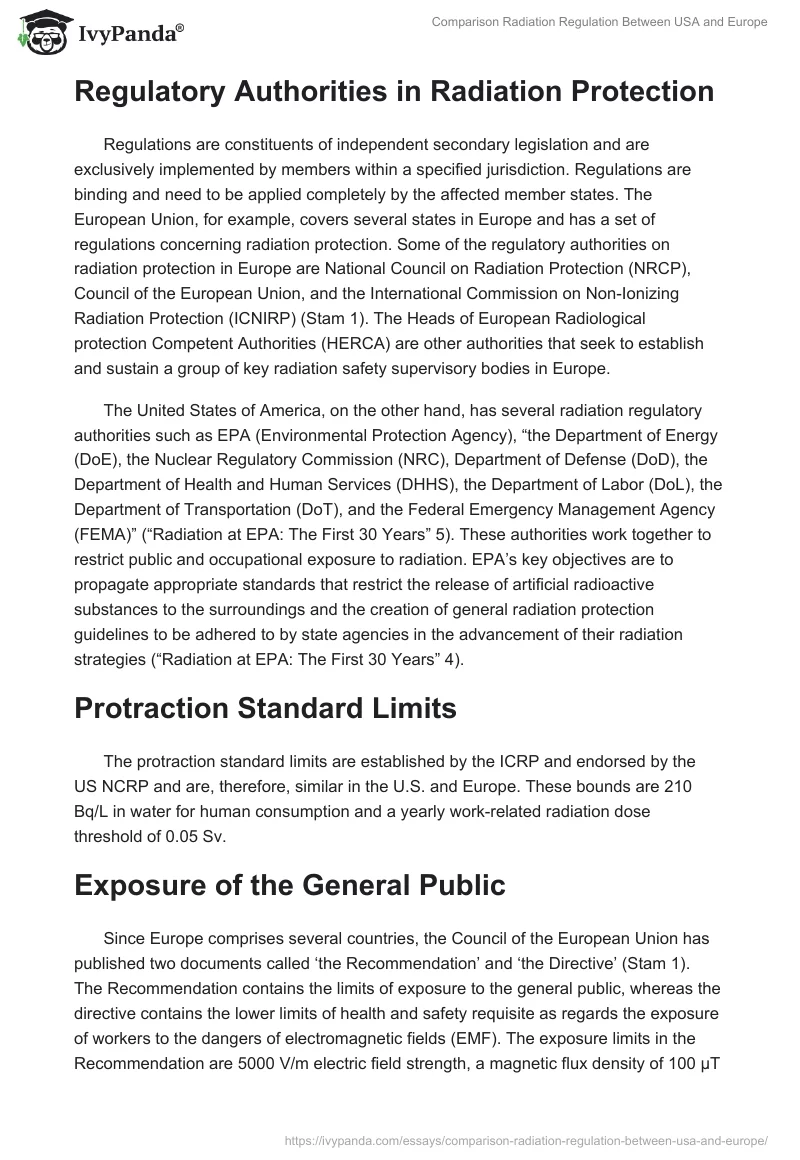 Comparison Radiation Regulation Between USA and Europe. Page 2