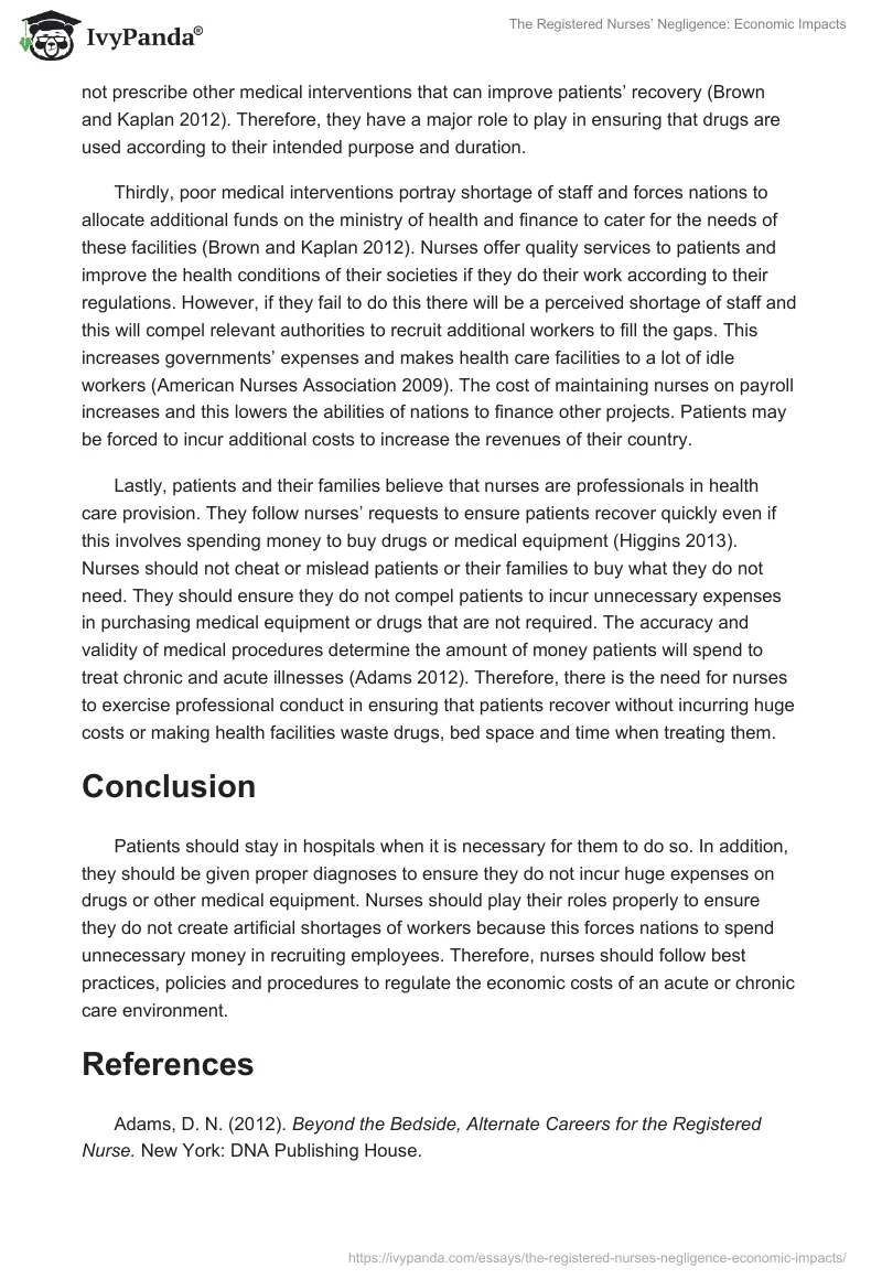 The Registered Nurses’ Negligence: Economic Impacts. Page 3