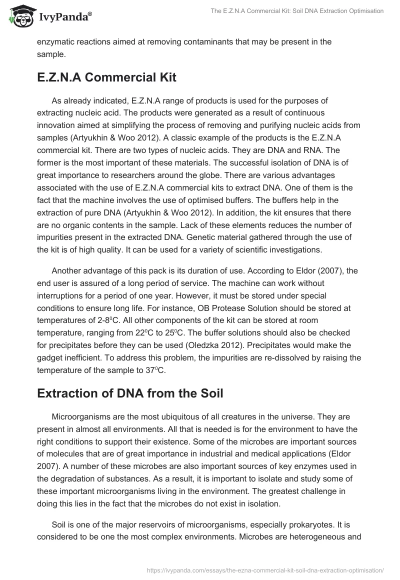 The E.Z.N.A Commercial Kit: Soil DNA Extraction Optimisation. Page 2