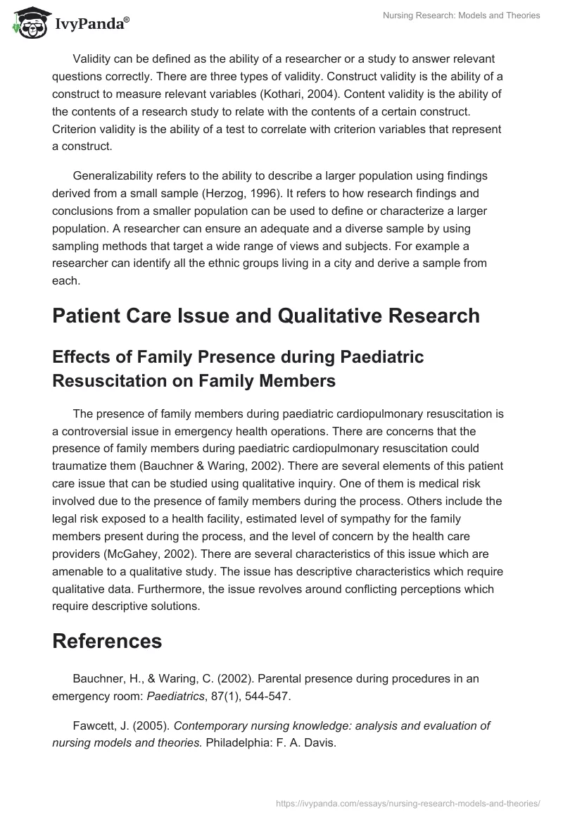 Nursing Research: Models and Theories. Page 2