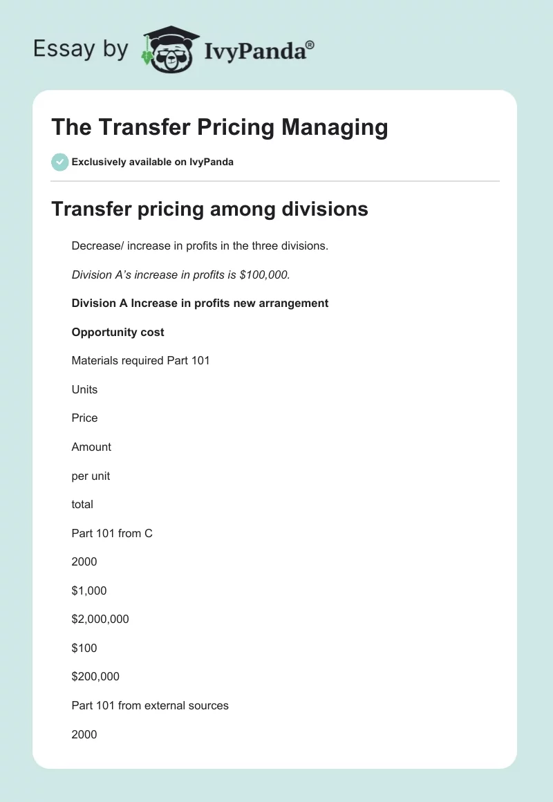 The Transfer Pricing Managing. Page 1