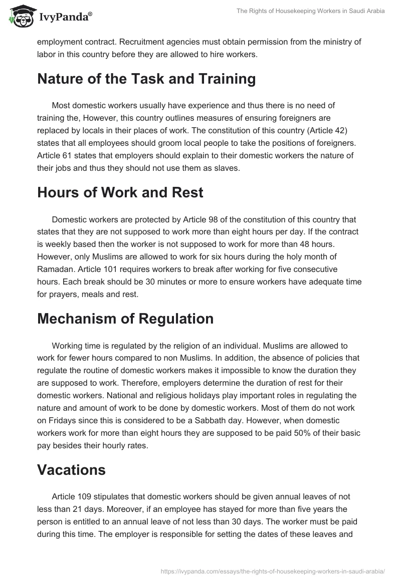 The Rights of Housekeeping Workers in Saudi Arabia. Page 2
