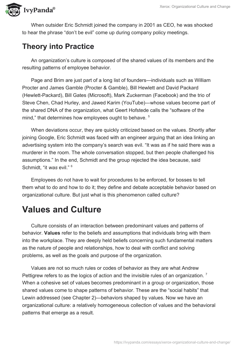 Xerox: Organizational Culture and Change. Page 4