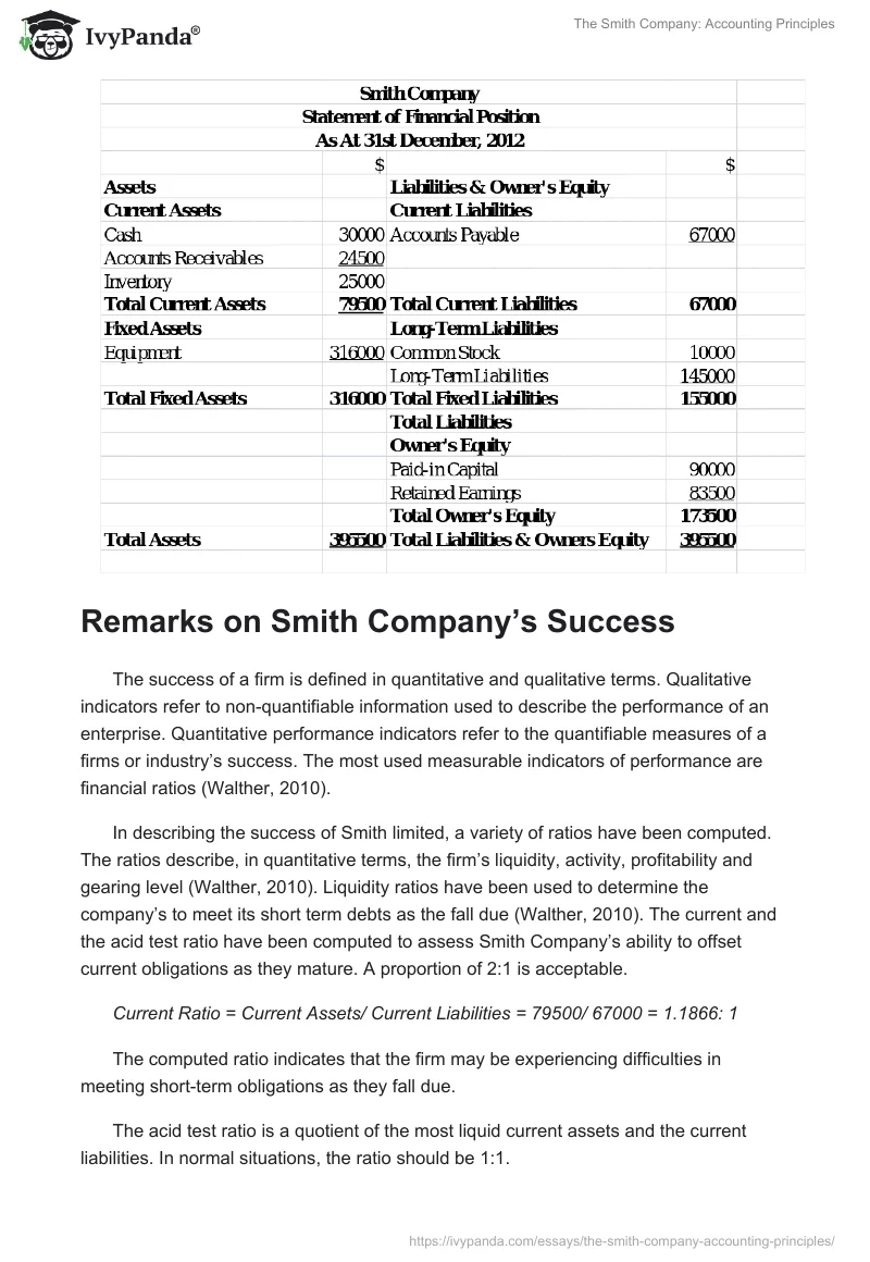 The Smith Company: Accounting Principles. Page 3