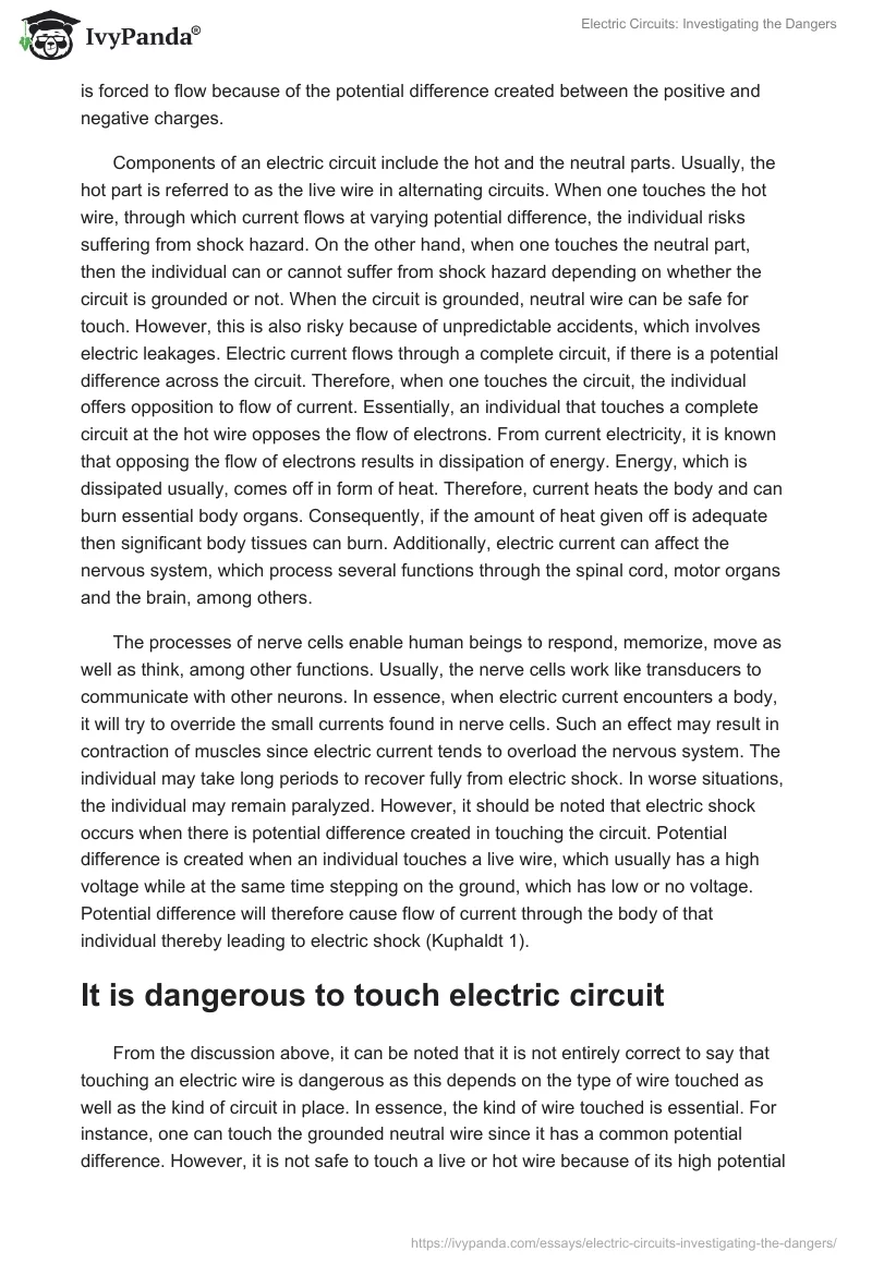 Electric Circuits: Investigating the Dangers. Page 2