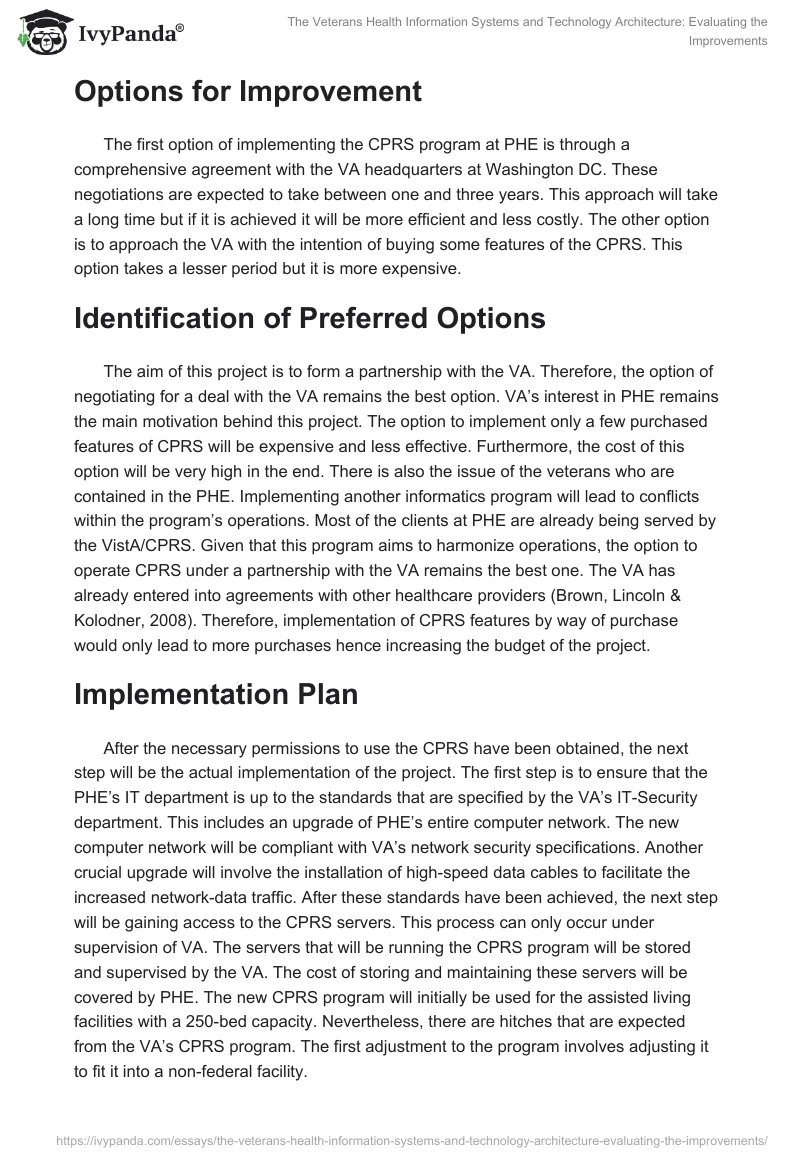 The Veterans Health Information Systems and Technology Architecture: Evaluating the Improvements. Page 5