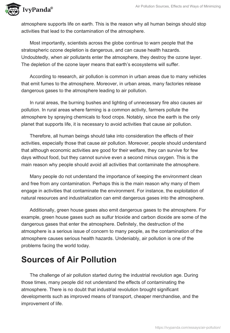 Air Pollution Sources, Effects and Ways of Minimizing. Page 2