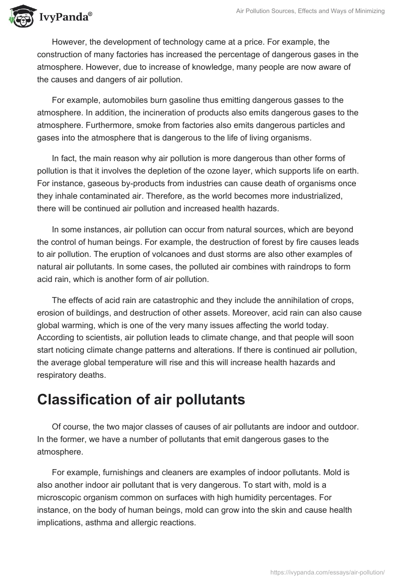 Air Pollution Sources, Effects and Ways of Minimizing. Page 3