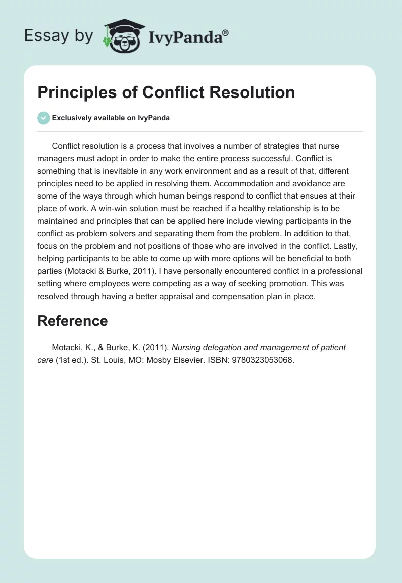 conflict resolution essay definition
