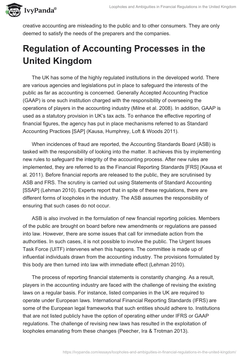 Loopholes and Ambiguities in Financial Regulations in the United Kingdom. Page 2