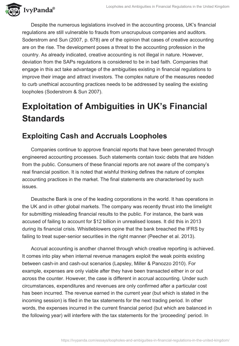 Loopholes and Ambiguities in Financial Regulations in the United Kingdom. Page 3