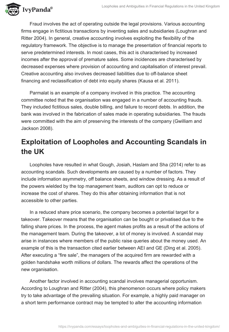 Loopholes and Ambiguities in Financial Regulations in the United Kingdom. Page 5
