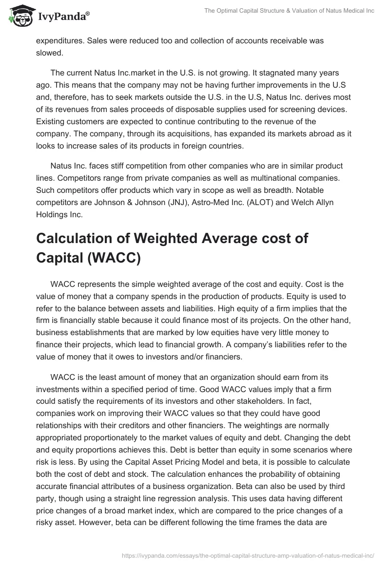 The Optimal Capital Structure & Valuation of Natus Medical Inc. Page 3