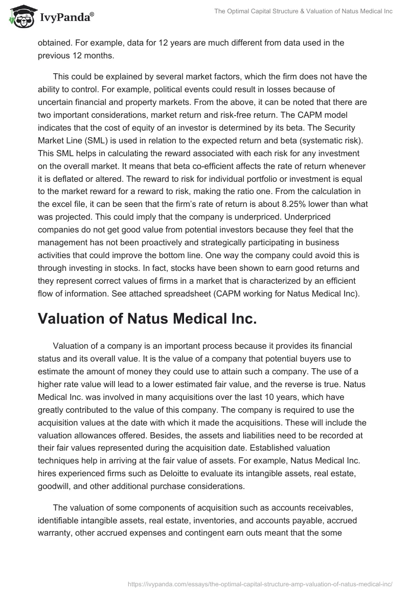 The Optimal Capital Structure & Valuation of Natus Medical Inc. Page 4