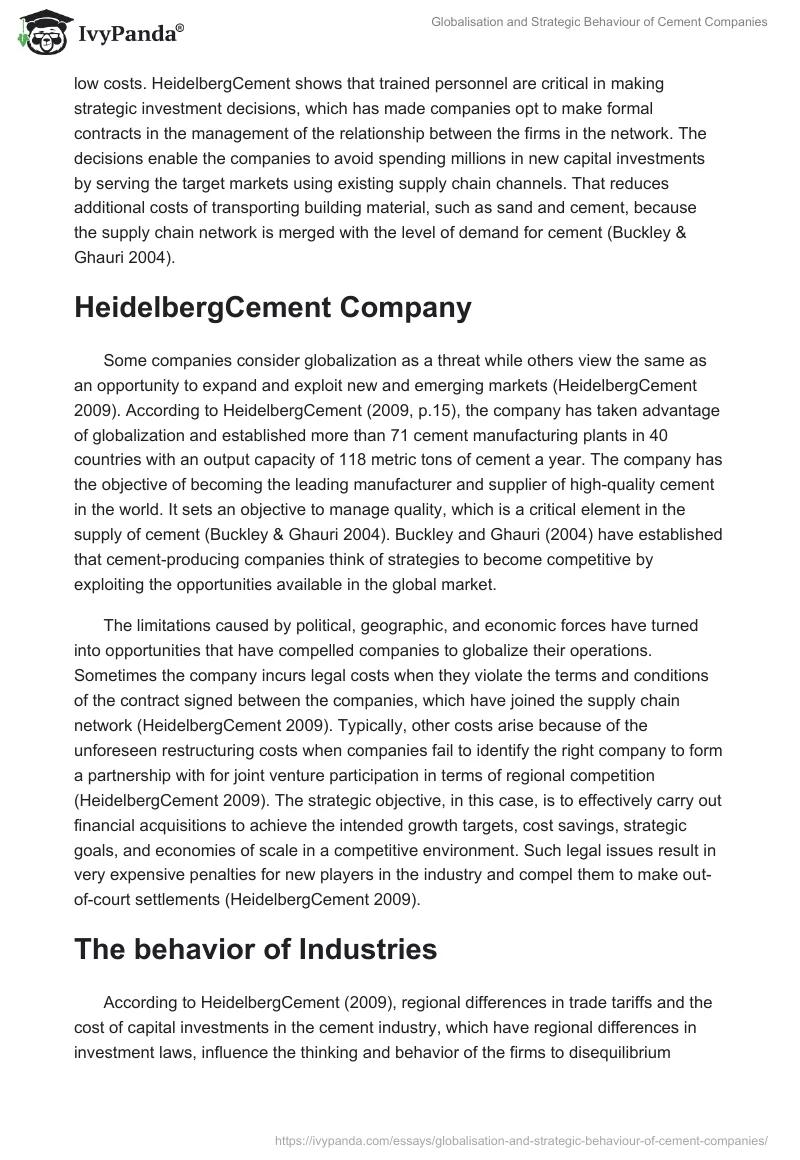 Globalisation and Strategic Behaviour of Cement Companies. Page 3