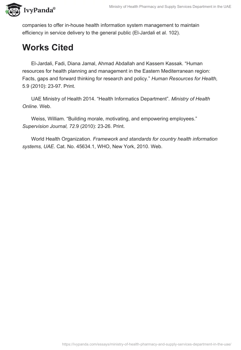 Ministry of Health Pharmacy and Supply Services Department in the UAE. Page 4