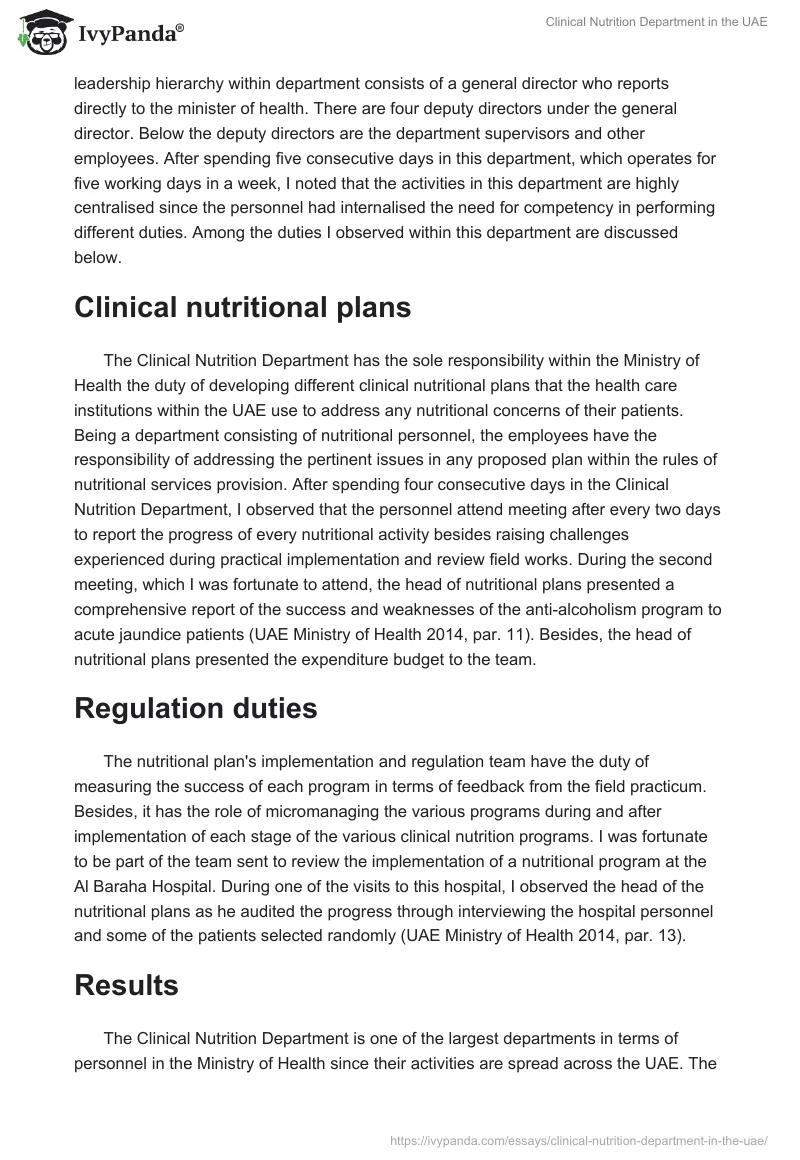 Clinical Nutrition Department in the UAE. Page 2