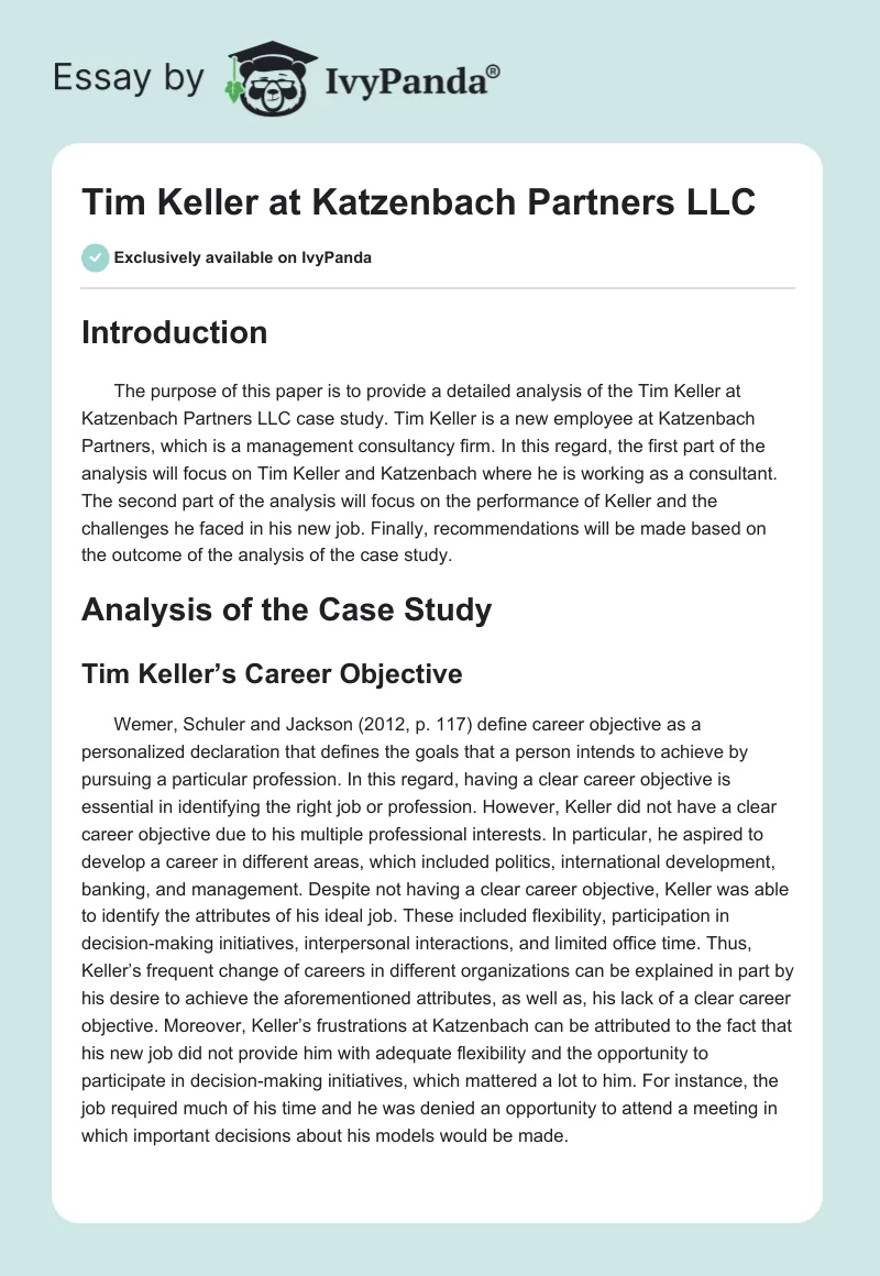Tim Keller at Katzenbach Partners LLC. Page 1