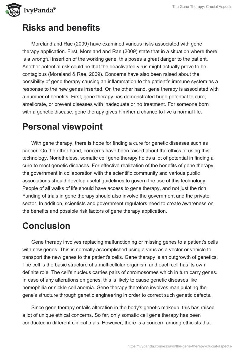The Gene Therapy: Crucial Aspects. Page 3