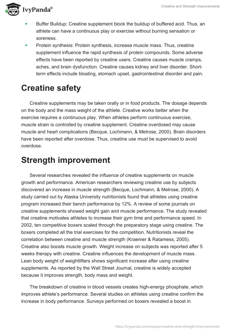 Creatine and Strength Improvements. Page 2