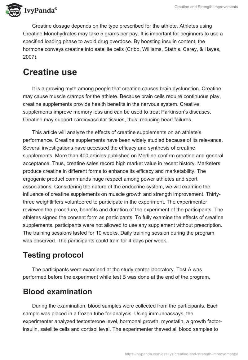 Creatine and Strength Improvements. Page 4