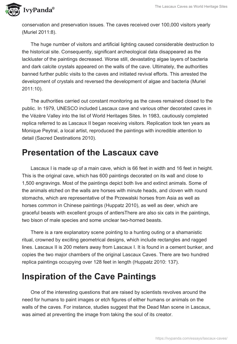 The Lascaux Caves as World Heritage Sites. Page 2
