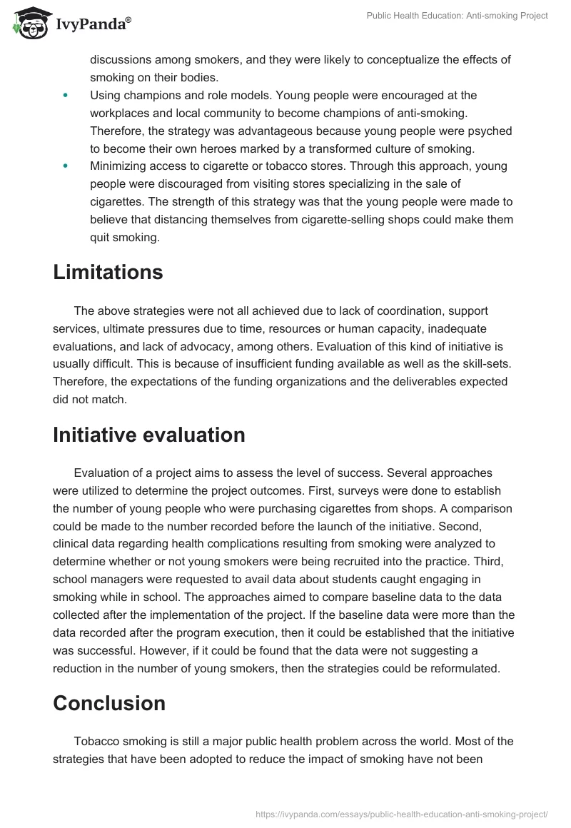Public Health Education: Anti-smoking Project. Page 3