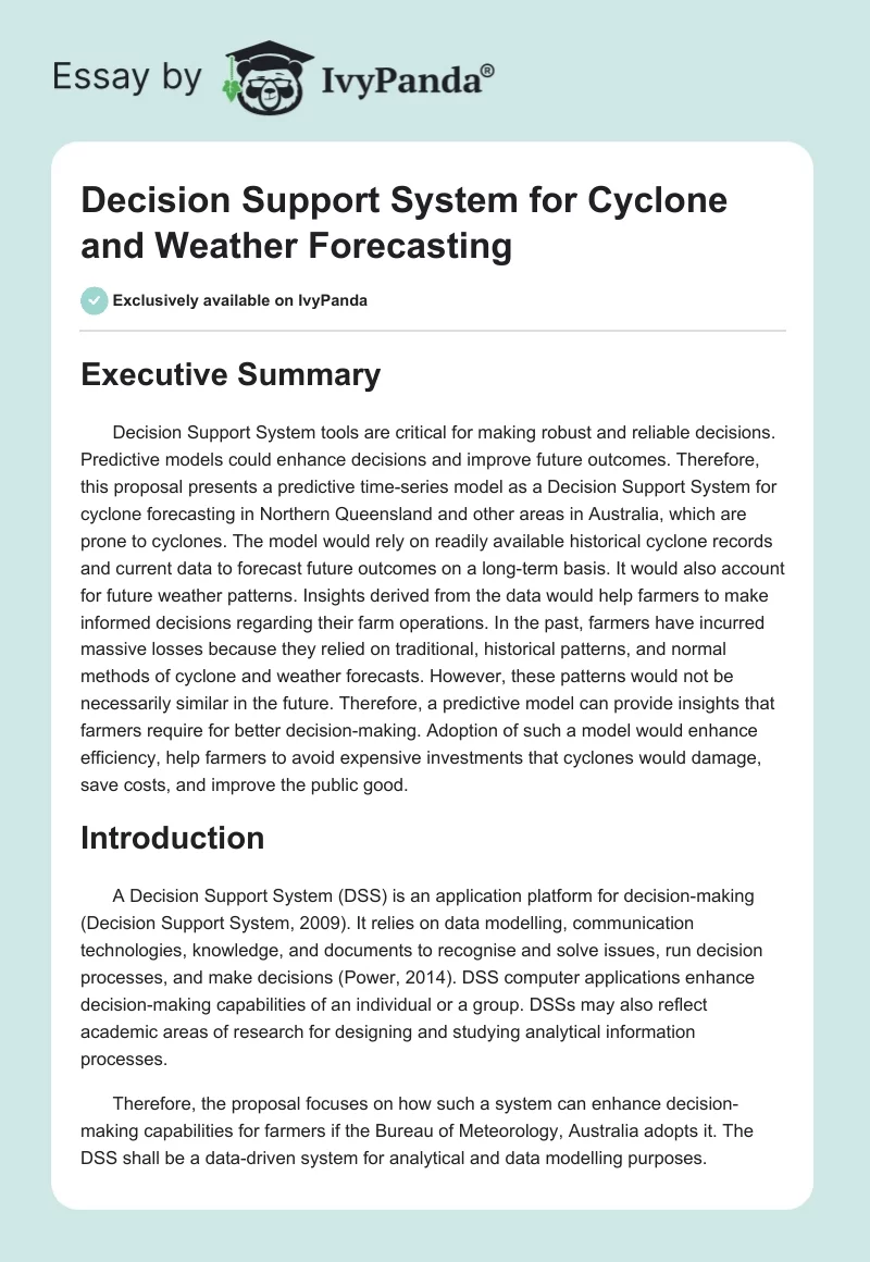 Decision Support System for Cyclone and Weather Forecasting. Page 1