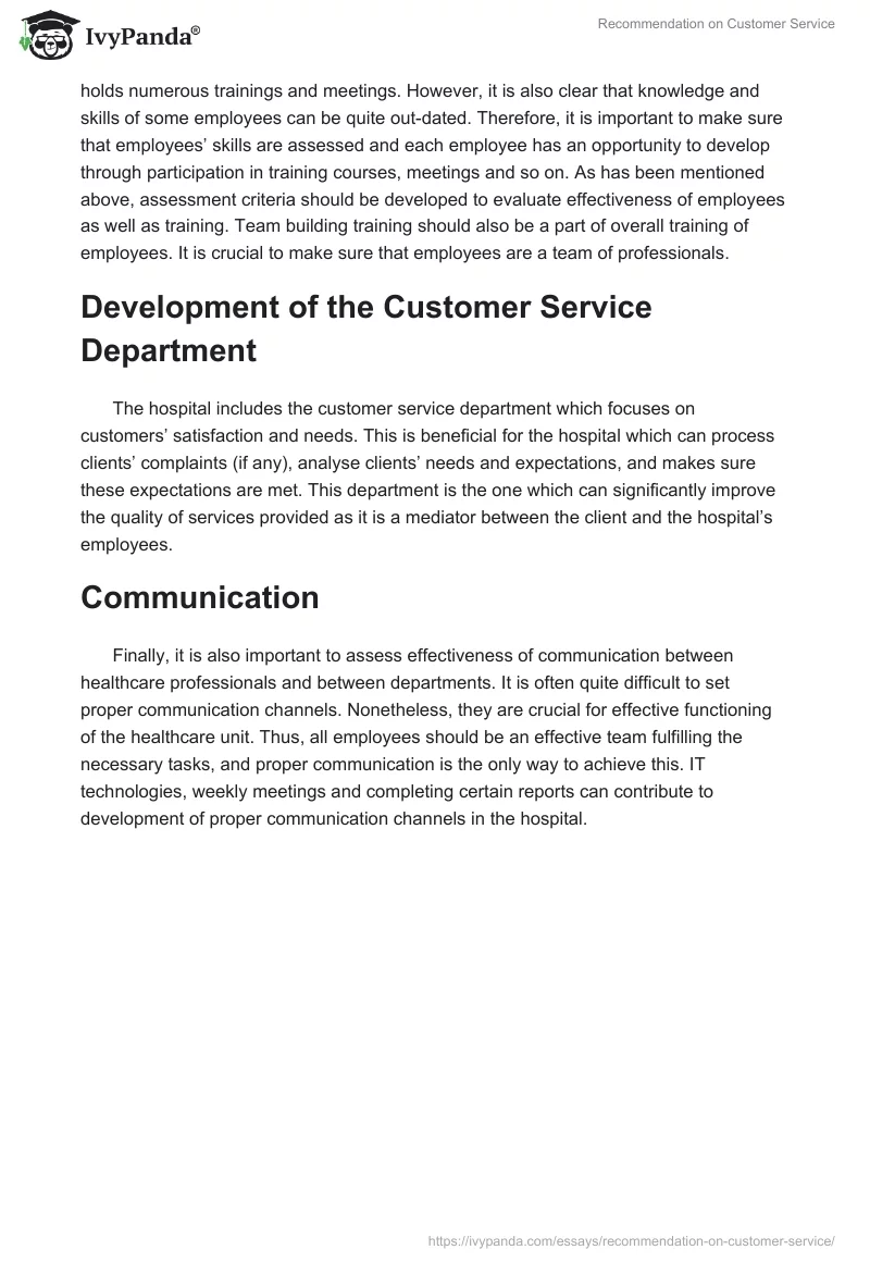 Recommendation on Customer Service. Page 2