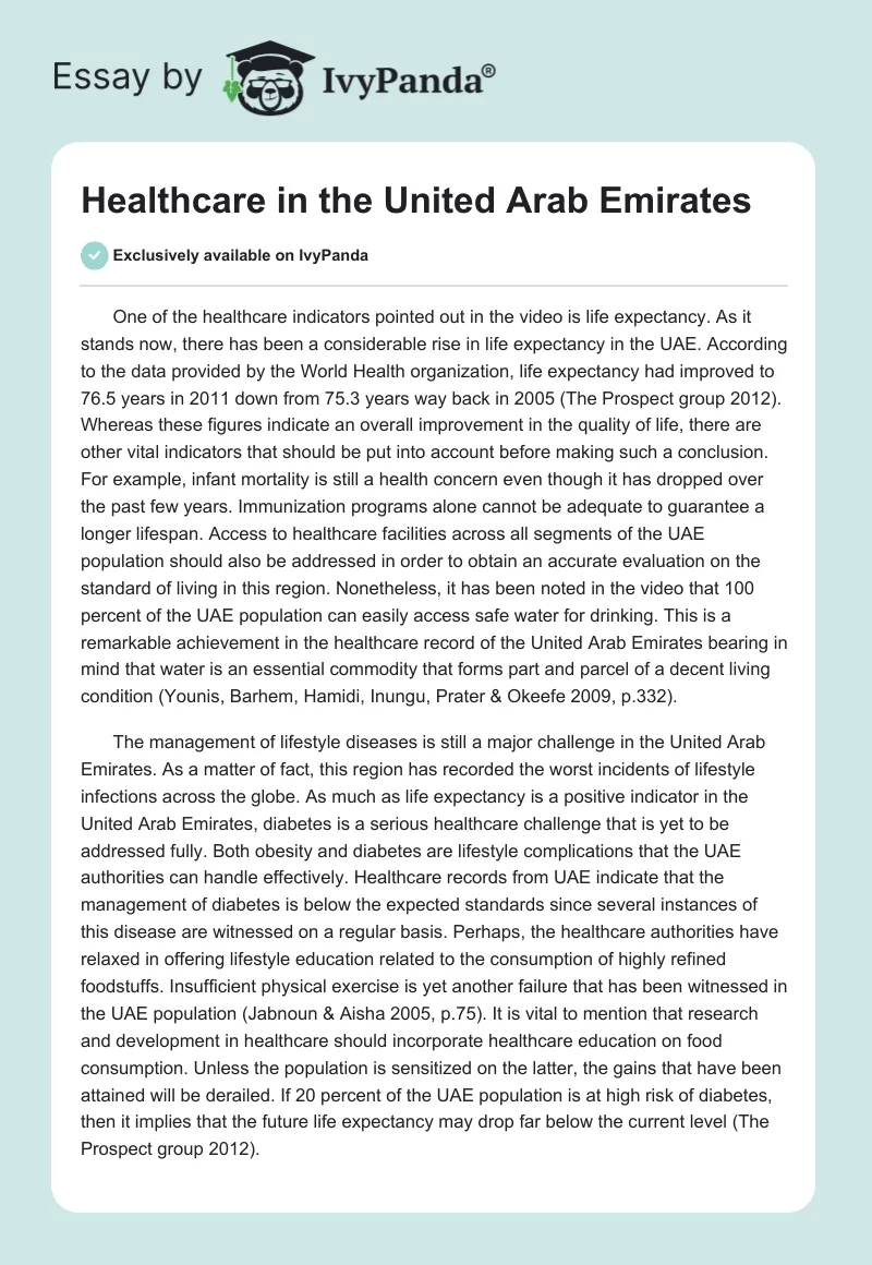 Healthcare in the United Arab Emirates. Page 1