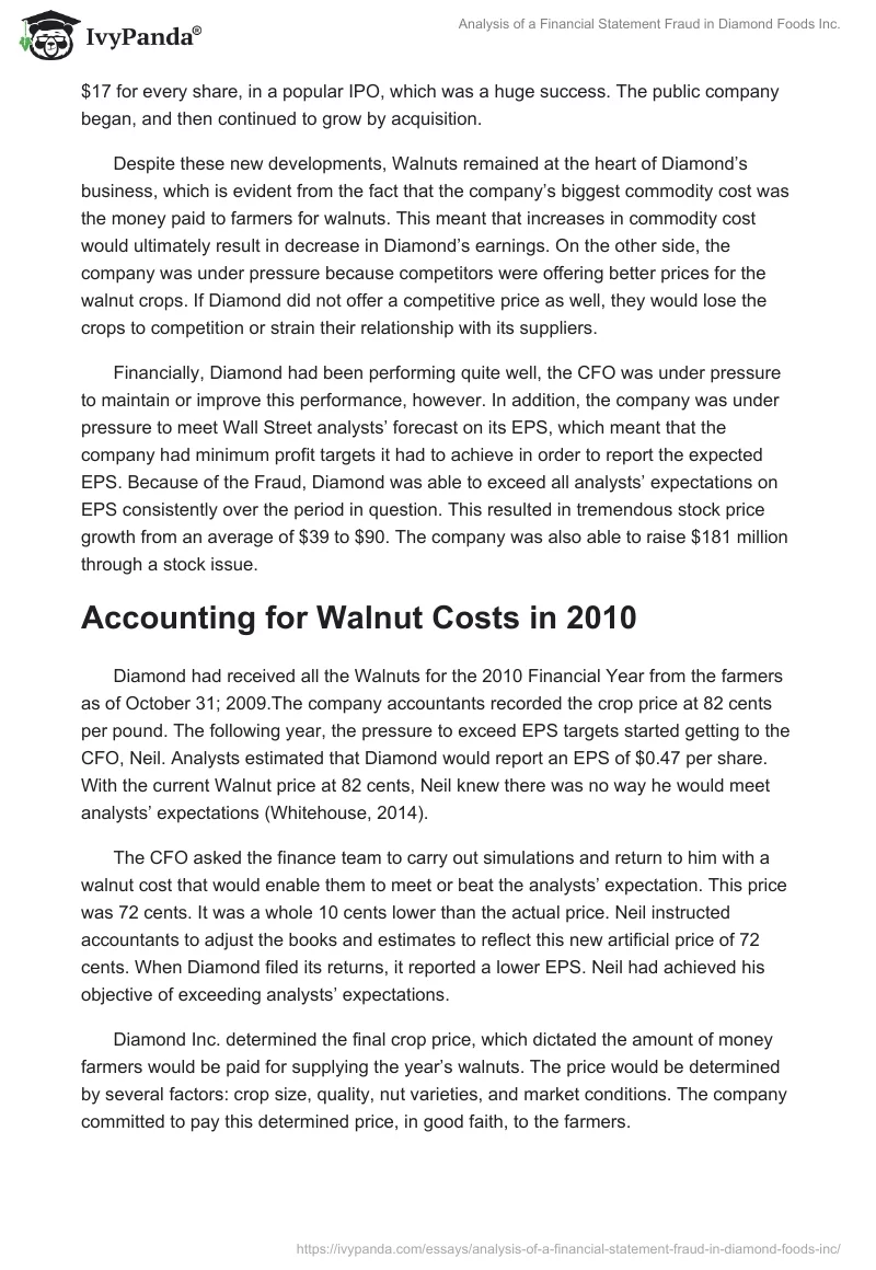 Analysis of a Financial Statement Fraud in Diamond Foods Inc.. Page 2
