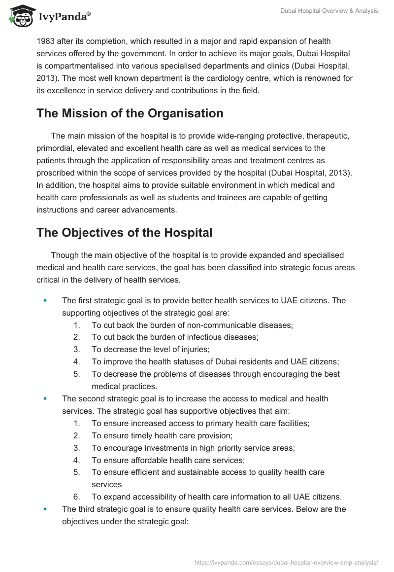 Dubai Hospital Overview & Analysis. Page 5
