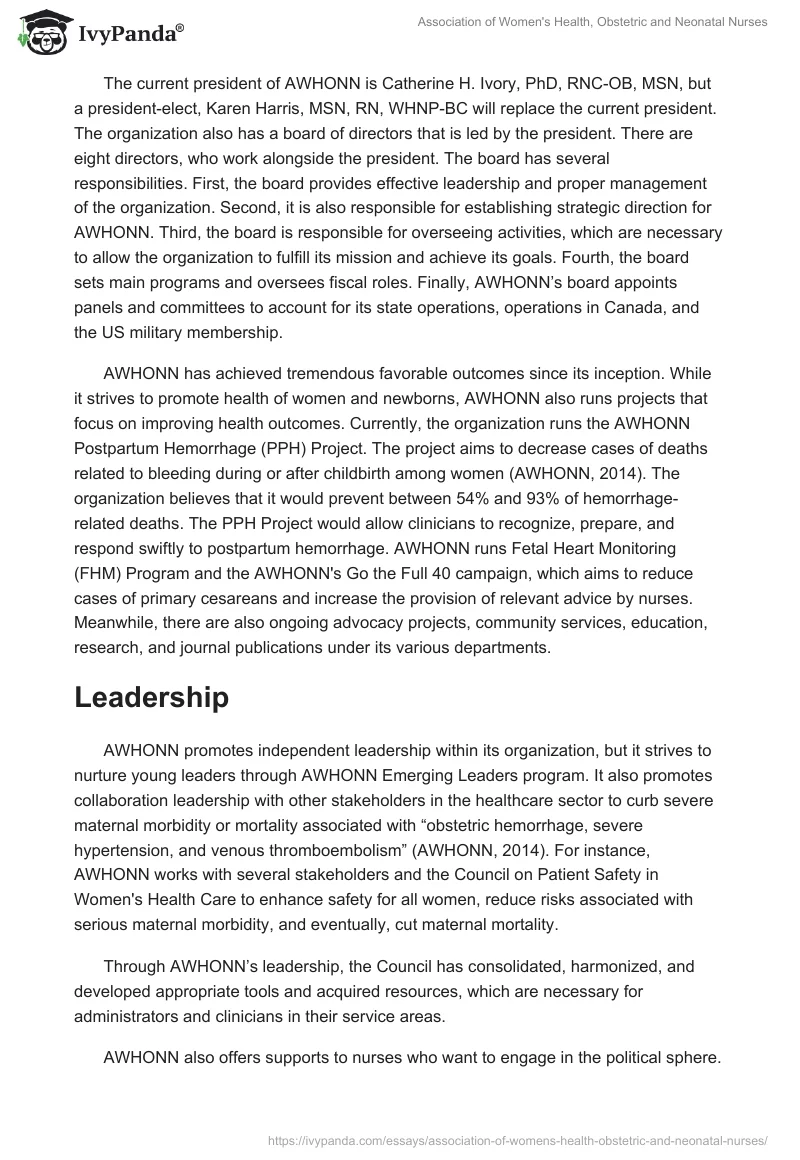 Association of Women's Health, Obstetric and Neonatal Nurses. Page 2