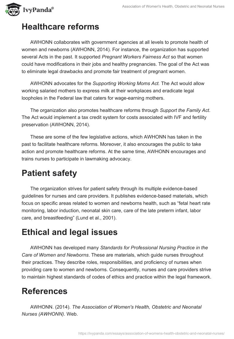 Association of Women's Health, Obstetric and Neonatal Nurses. Page 3