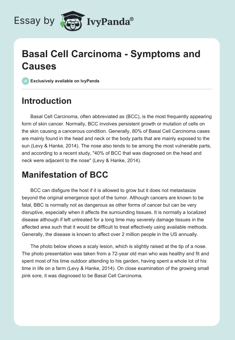 Basal Cell Carcinoma - Symptoms and Causes. Page 1