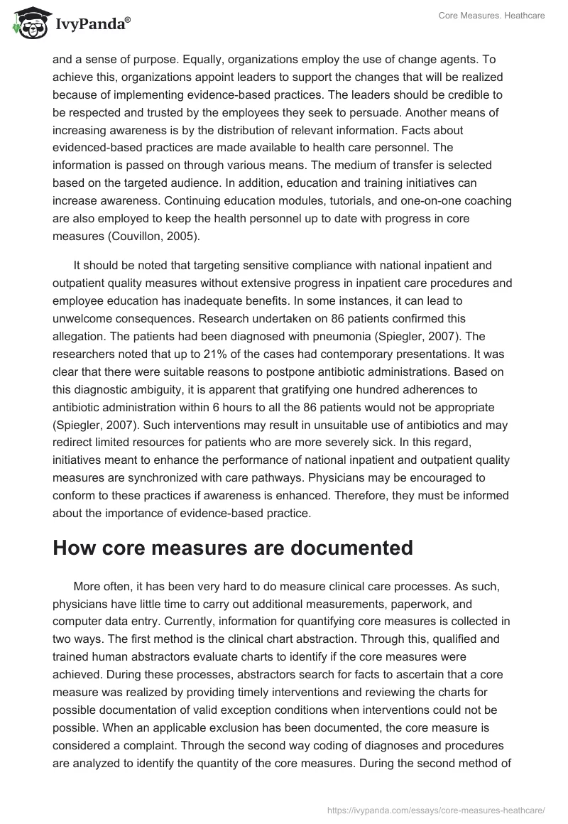 Core Measures. Heathcare. Page 3