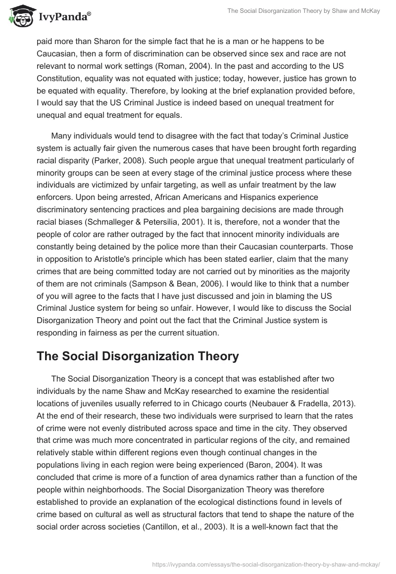 The Social Disorganization Theory by Shaw and McKay. Page 2
