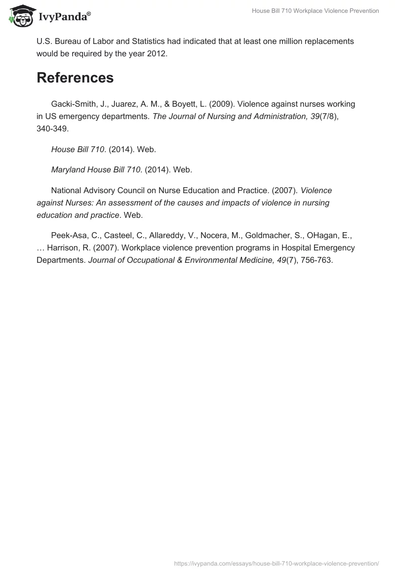 House Bill 710 Workplace Violence Prevention. Page 3